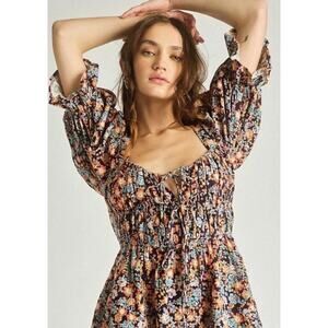 Free People Show Me Love Romper Shorts Bohemian Cottagecore Prairie Festival XS